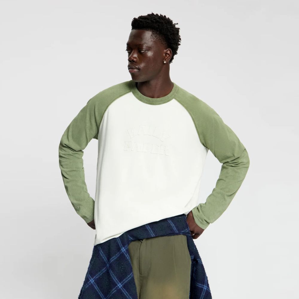 Daily Paper Contrast Raglan Longsleeve T-shirt Offwhite/Grün