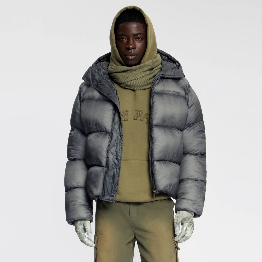 Daily Paper Raglan Sleeve Dias Puffer Schwarz