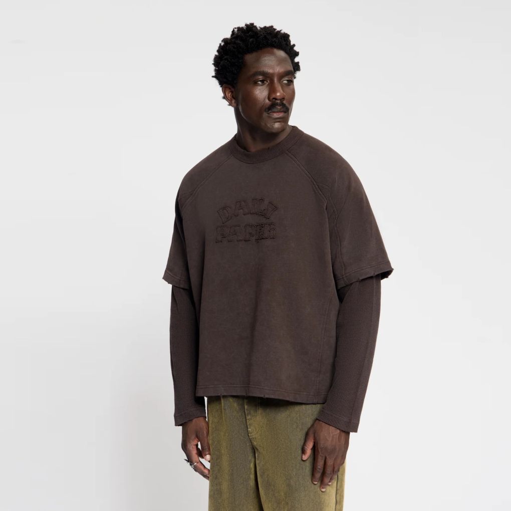 Daily Paper Raglan Stacked Layered Longsleeve T-shirt Braun