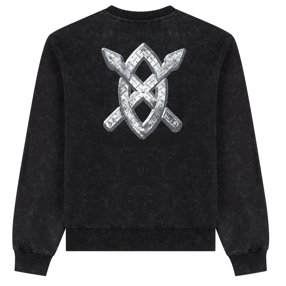 Daily Paper Textured Metallic Shield Pullover Schwarz