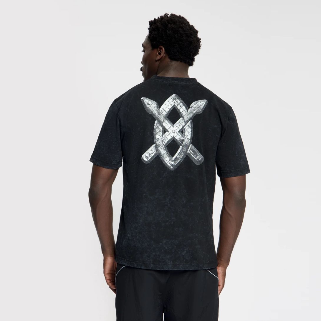 Daily Paper Textured Metallic Shield T-shirt Schwarz