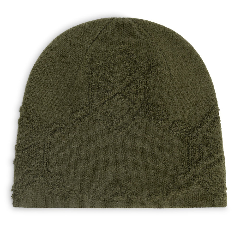 Daily Paper Textured Shield Skull Mütze Dunkelgrün