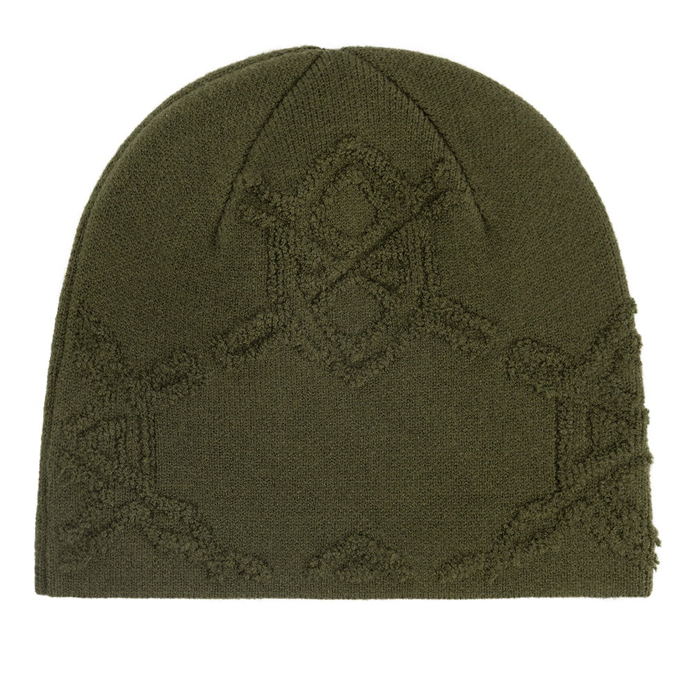 Daily Paper Textured Shield Skull Mütze Dunkelgrün