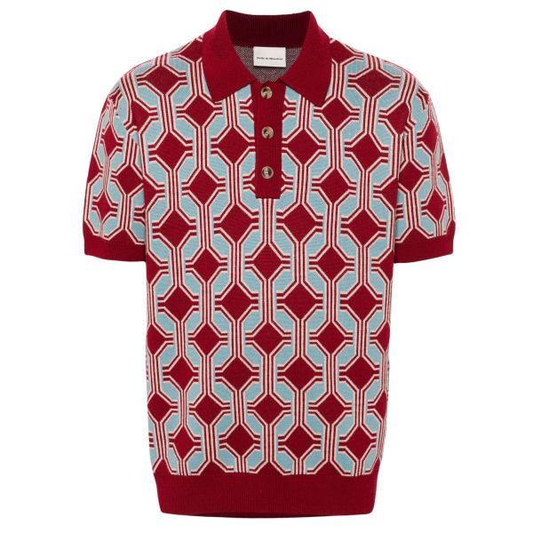 Drôle De Monsieur Géométrique Maille Polo Rood