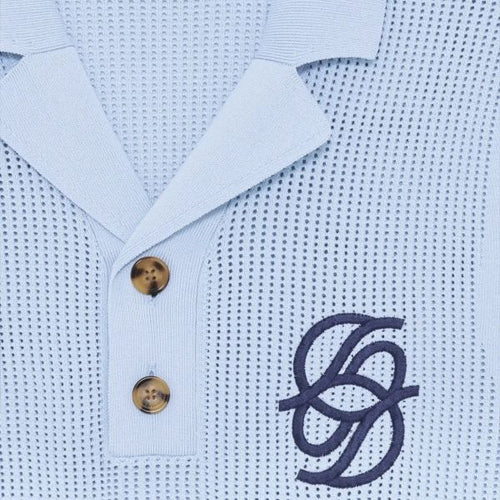 Drôle De Monsieur Maille Monogramme Polo Licht Blauw