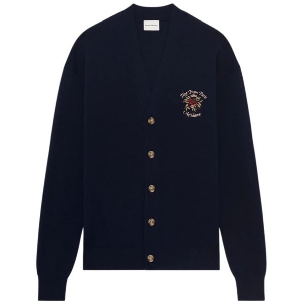 Drôle De Monsieur Slogan Rose Cardigan Navy