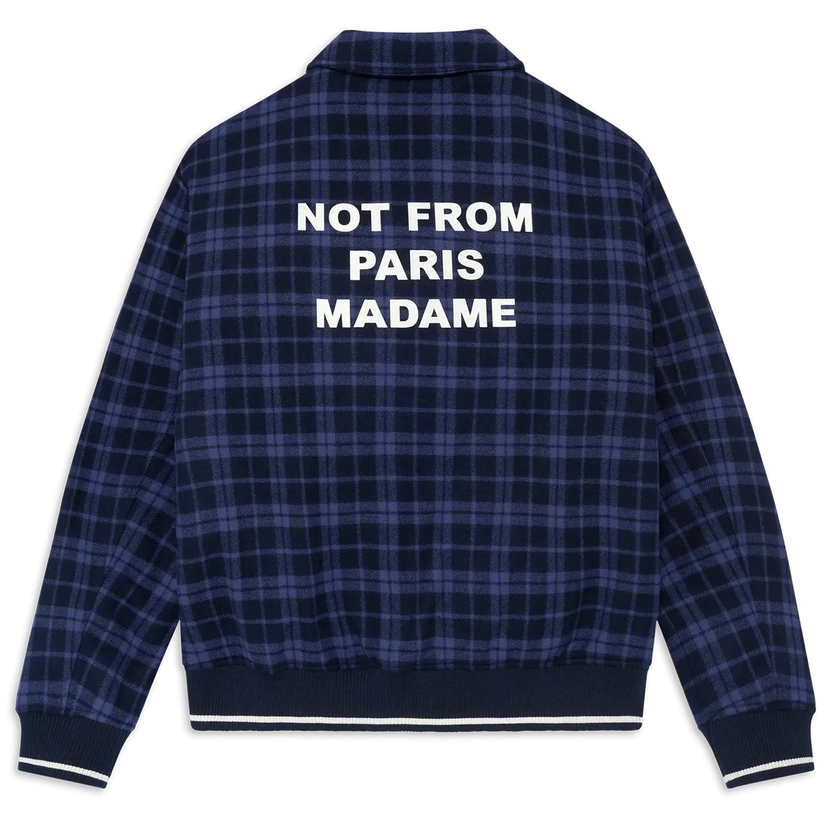 Drôle De Monsieur Checked Slogan Flannel Jack Marine