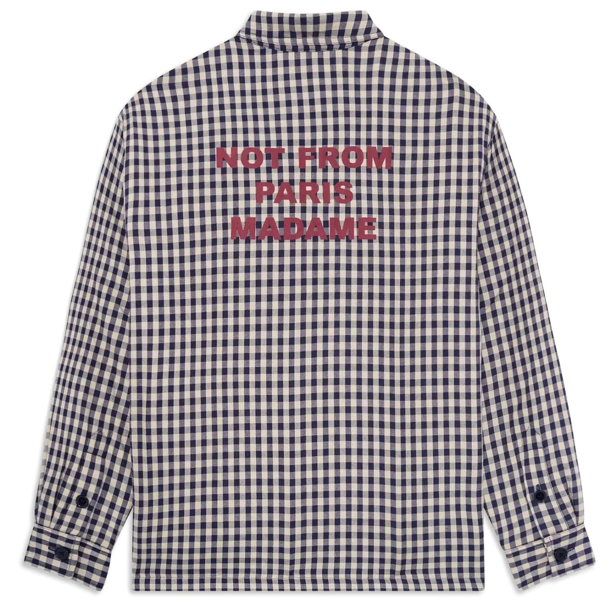 Drôle De Monsieur Checked Slogan Überhemd Beige/Marine