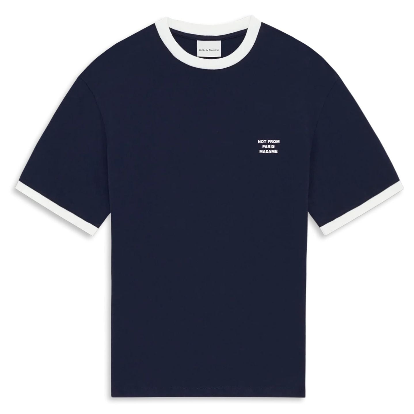 Drôle De Monsieur Contrasted Slogan T-shirt Marine
