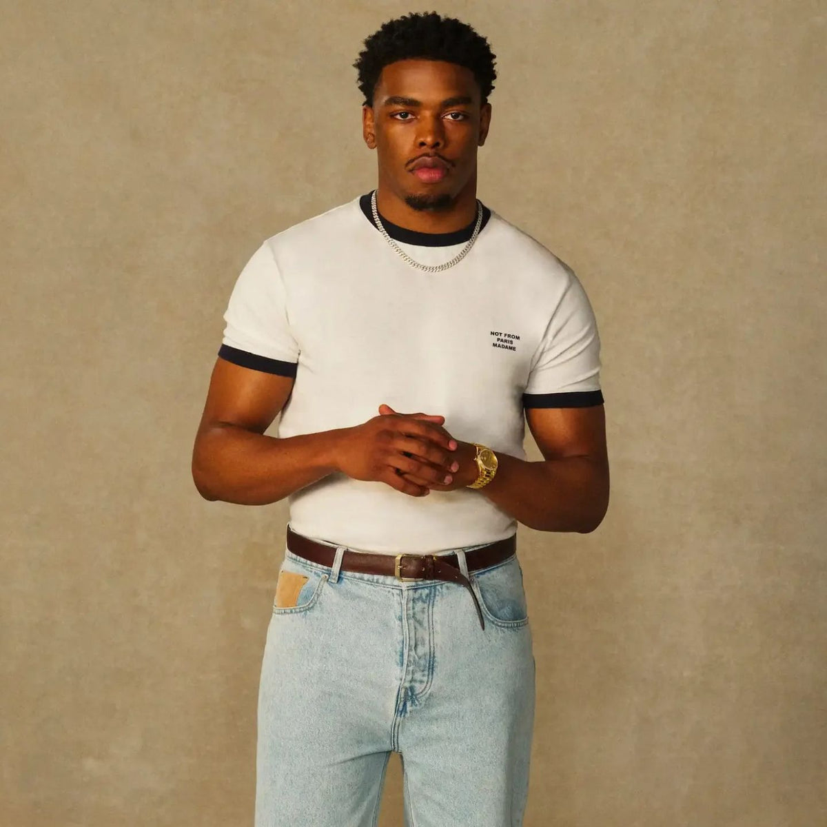 Drôle De Monsieur Contrasted Slogan T-shirt Weiß