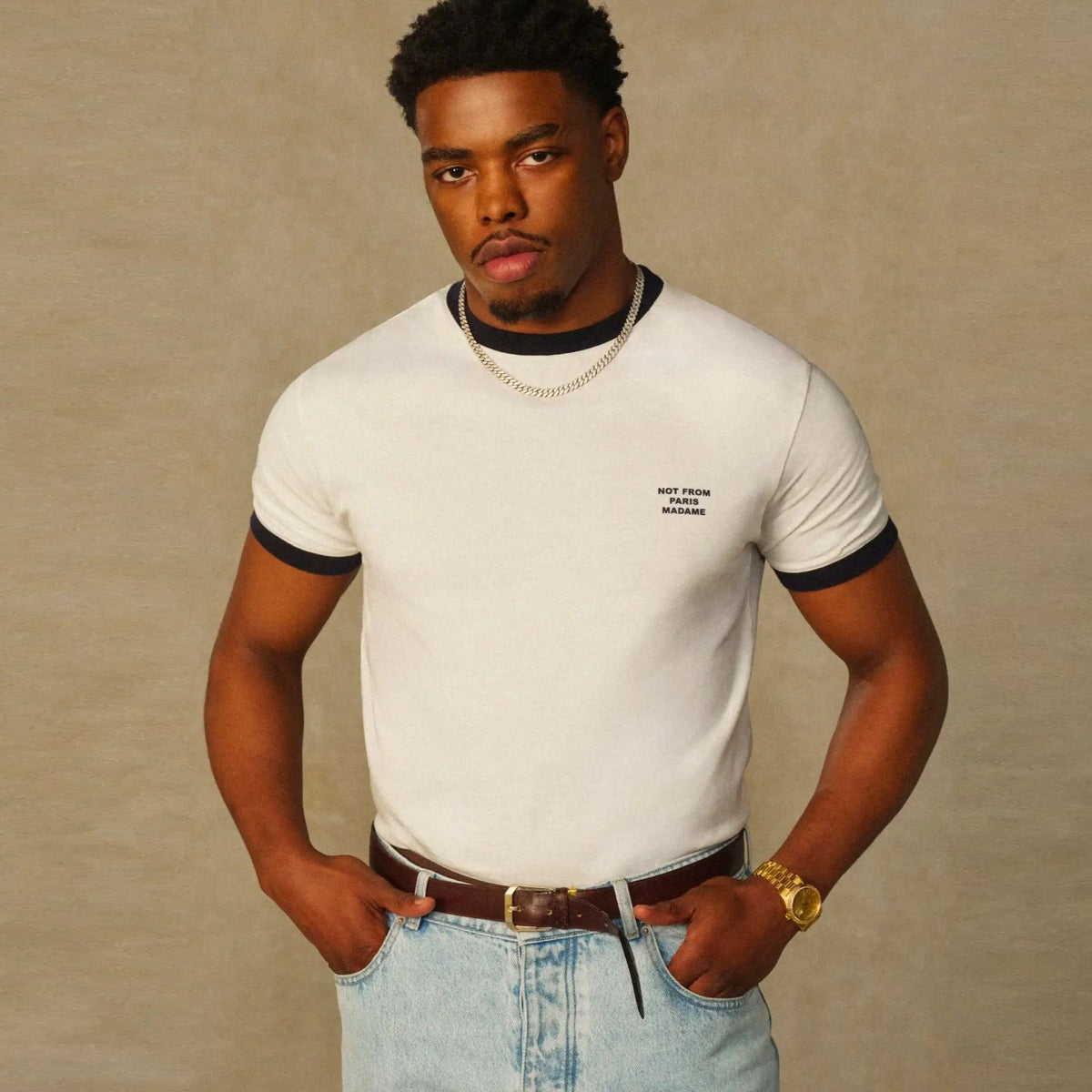 Drôle De Monsieur Contrasted Slogan T-shirt Weiß