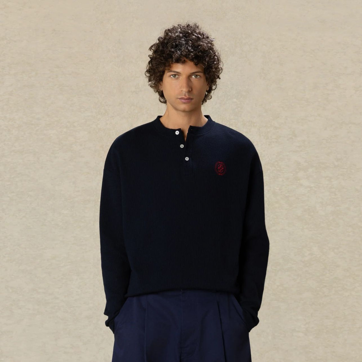Drôle De Monsieur D Mirror Waffle Langarm-T-shirt Marine