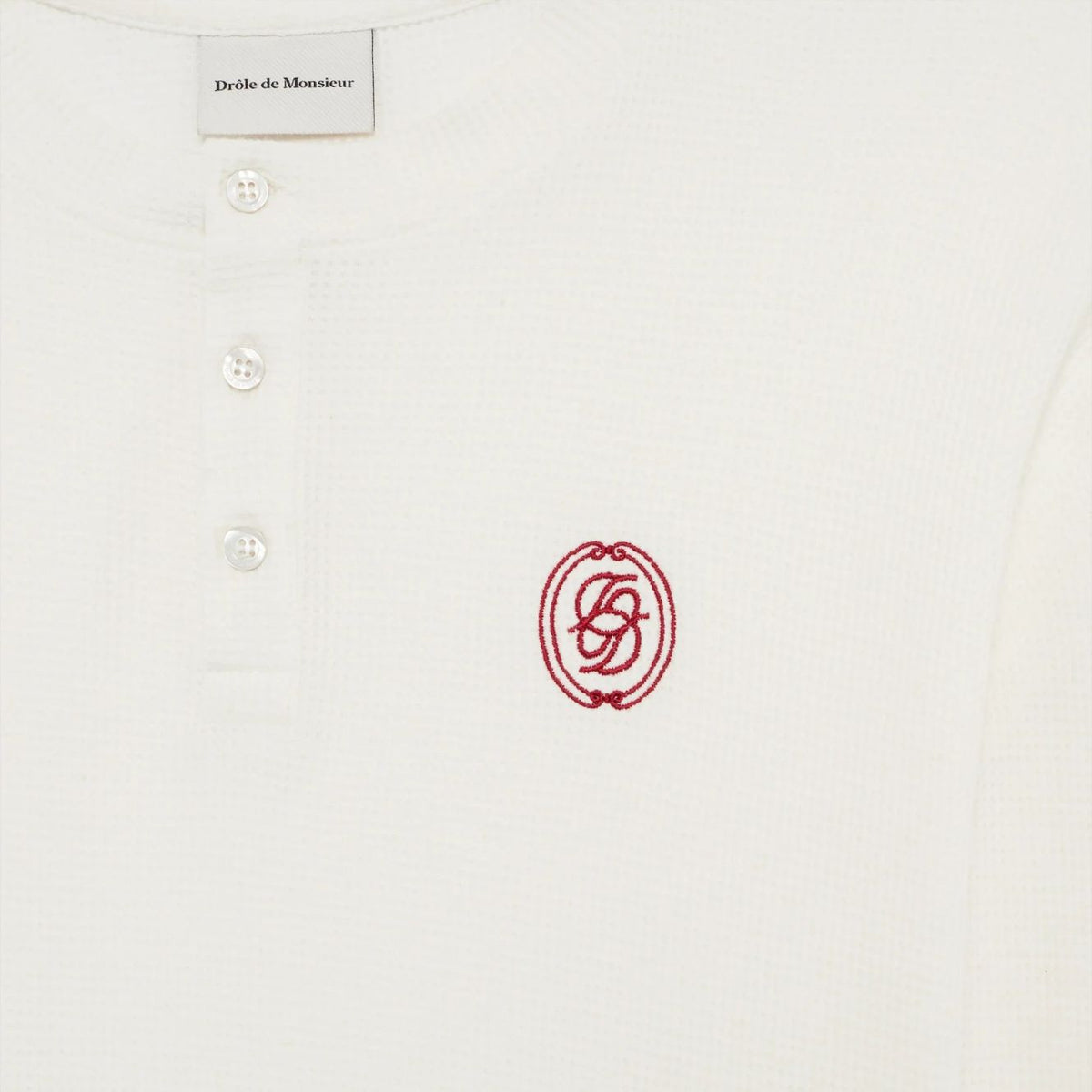 Drôle De Monsieur D Mirror Waffle Langarm-T-shirt Offwhite