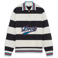 Drôle De Monsieur Drôle Embroidered Stripes Langarm-Poloshirt Offwhite/Marine