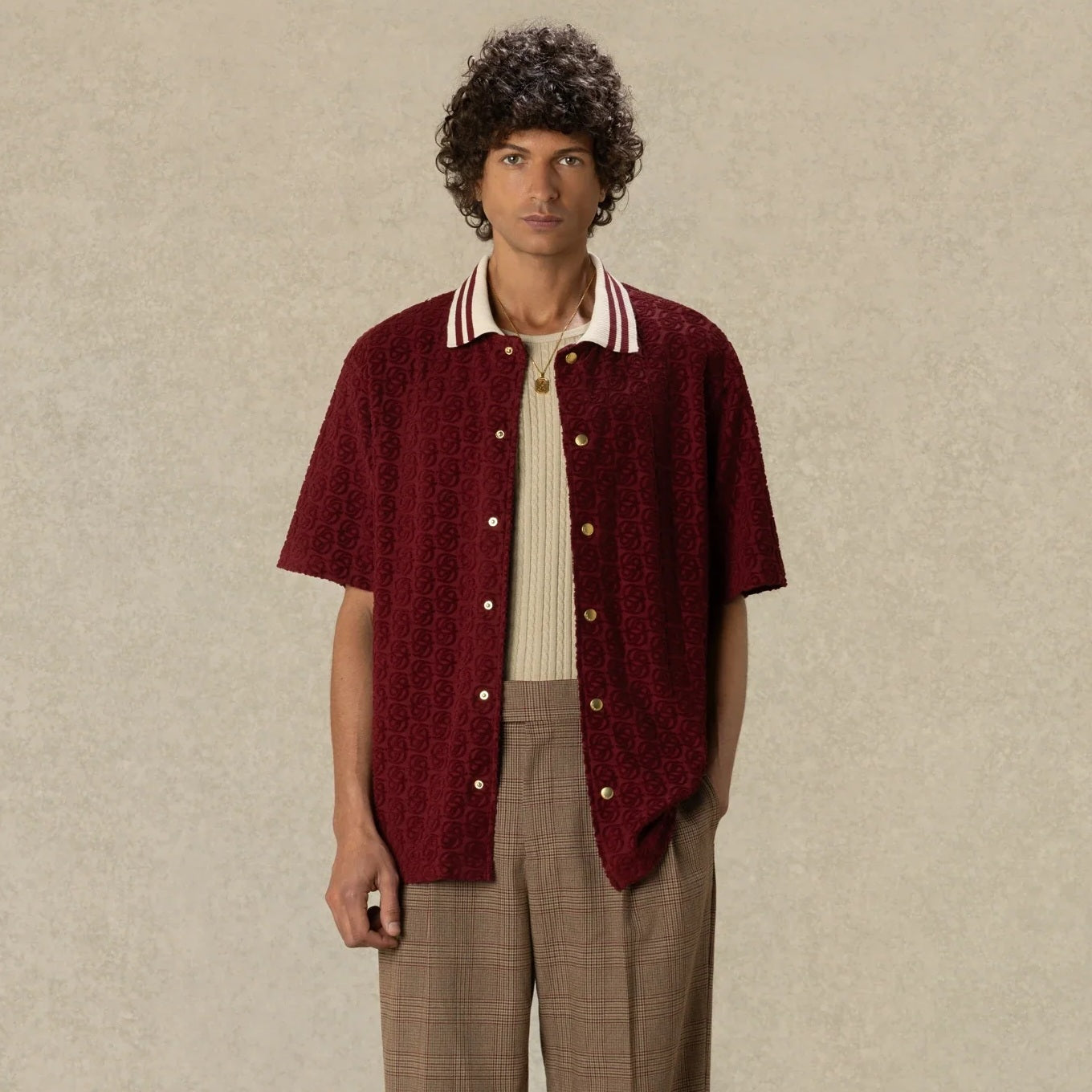 Drôle De Monsieur Monogram Hemd Bordeaux