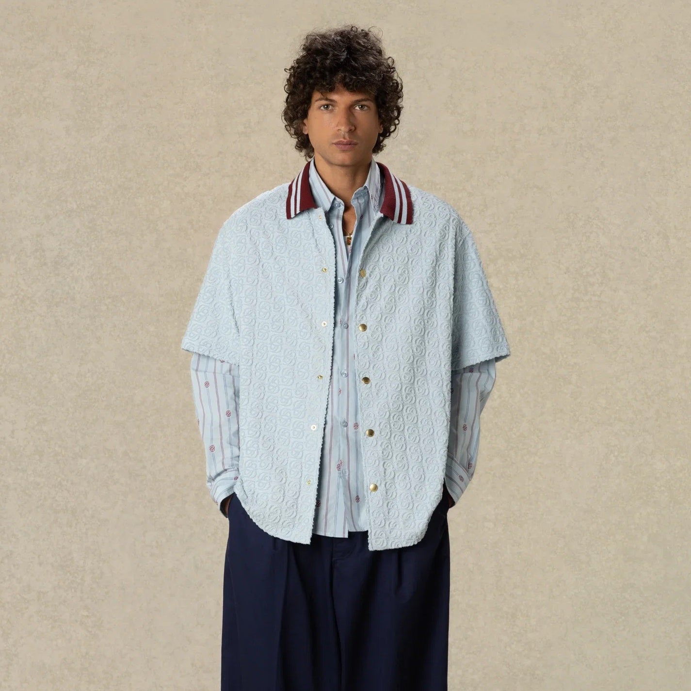 Drôle De Monsieur Monogram Hemd Hellblau