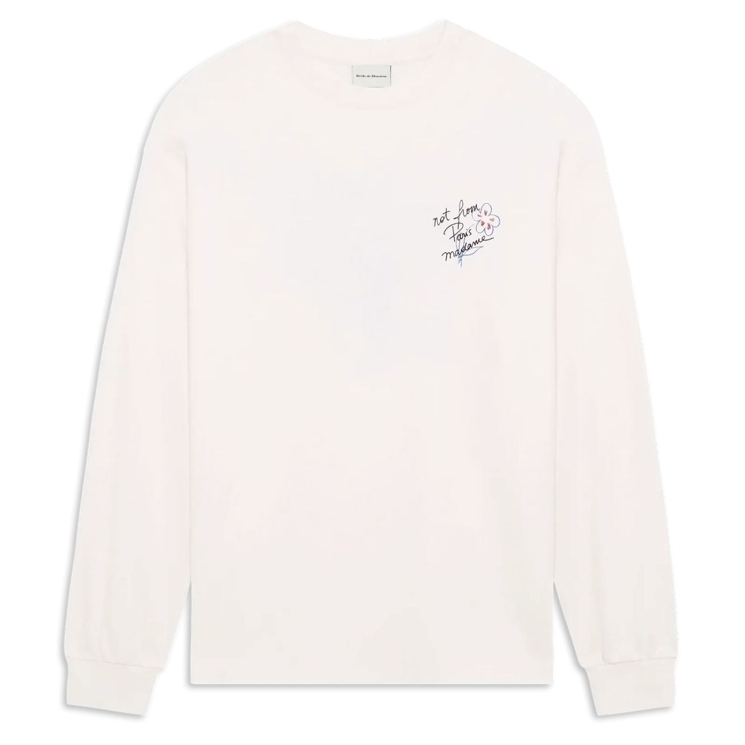 Drôle De Monsieur Slogan Esquisse Langarm-T-shirt Offwhite