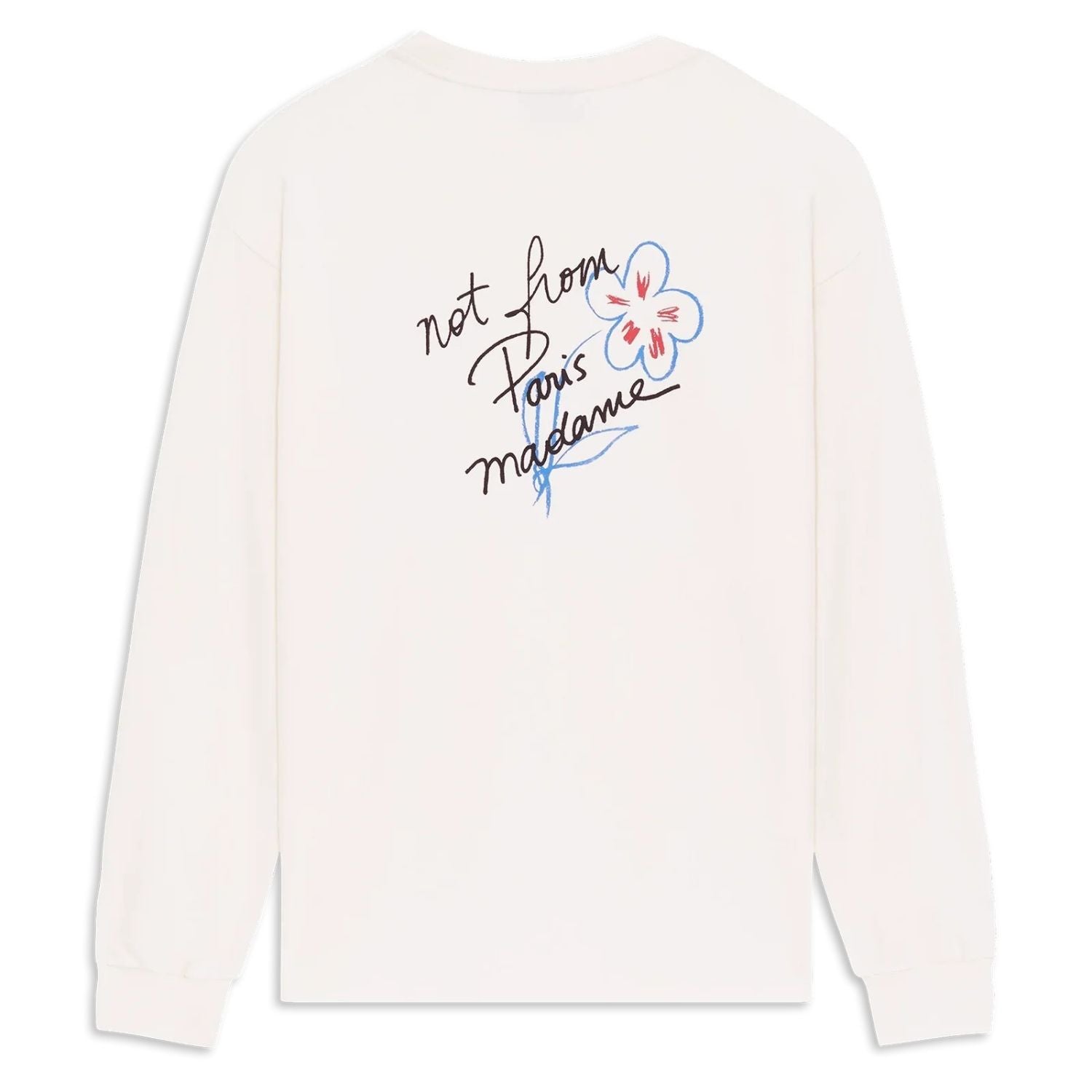 Drôle De Monsieur Slogan Esquisse Langarm-T-shirt Offwhite