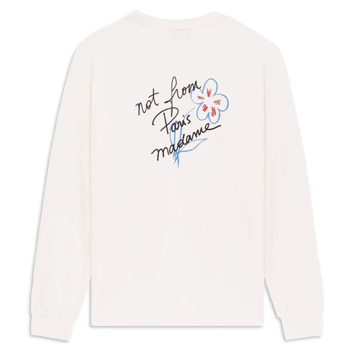 Drôle De Monsieur Slogan Esquisse Langarm-T-shirt Offwhite