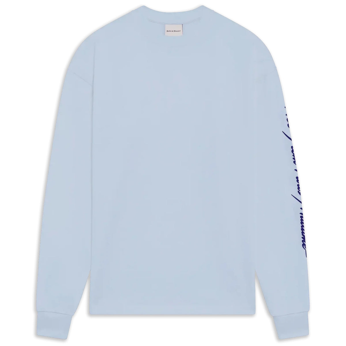 Drôle De Monsieur Slogan-Langarm-T-shirt Hellblau