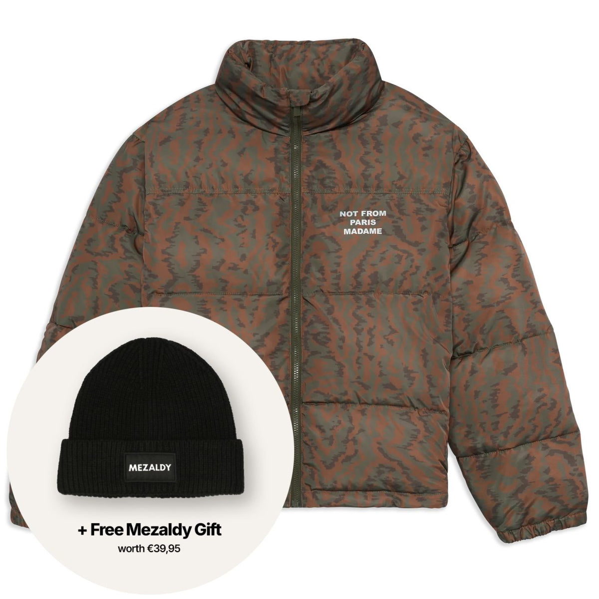 Drôle De Monsieur Slogan Moiré Puffer Dunkelgrün