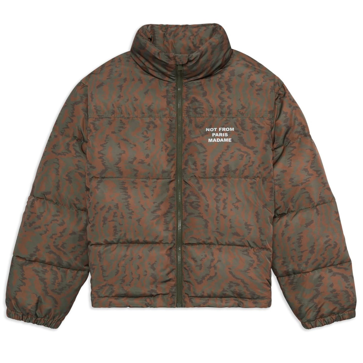 Drôle De Monsieur Slogan Moiré Puffer Dunkelgrün