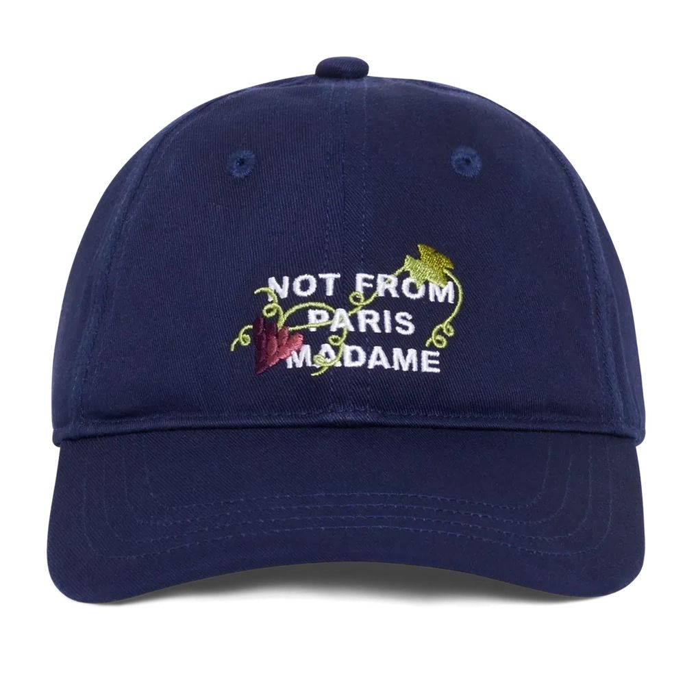 Drôle De Monsieur Vine Embroidered Slogan Cap Marine