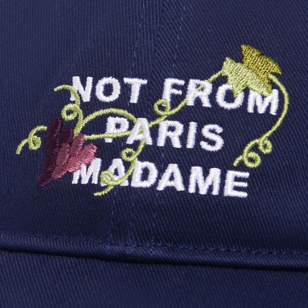 Drôle De Monsieur Vine Embroidered Slogan Cap Marine