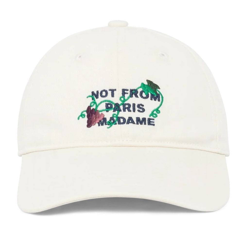 Drôle De Monsieur Vine Embroidered Slogan Cap Offwhite