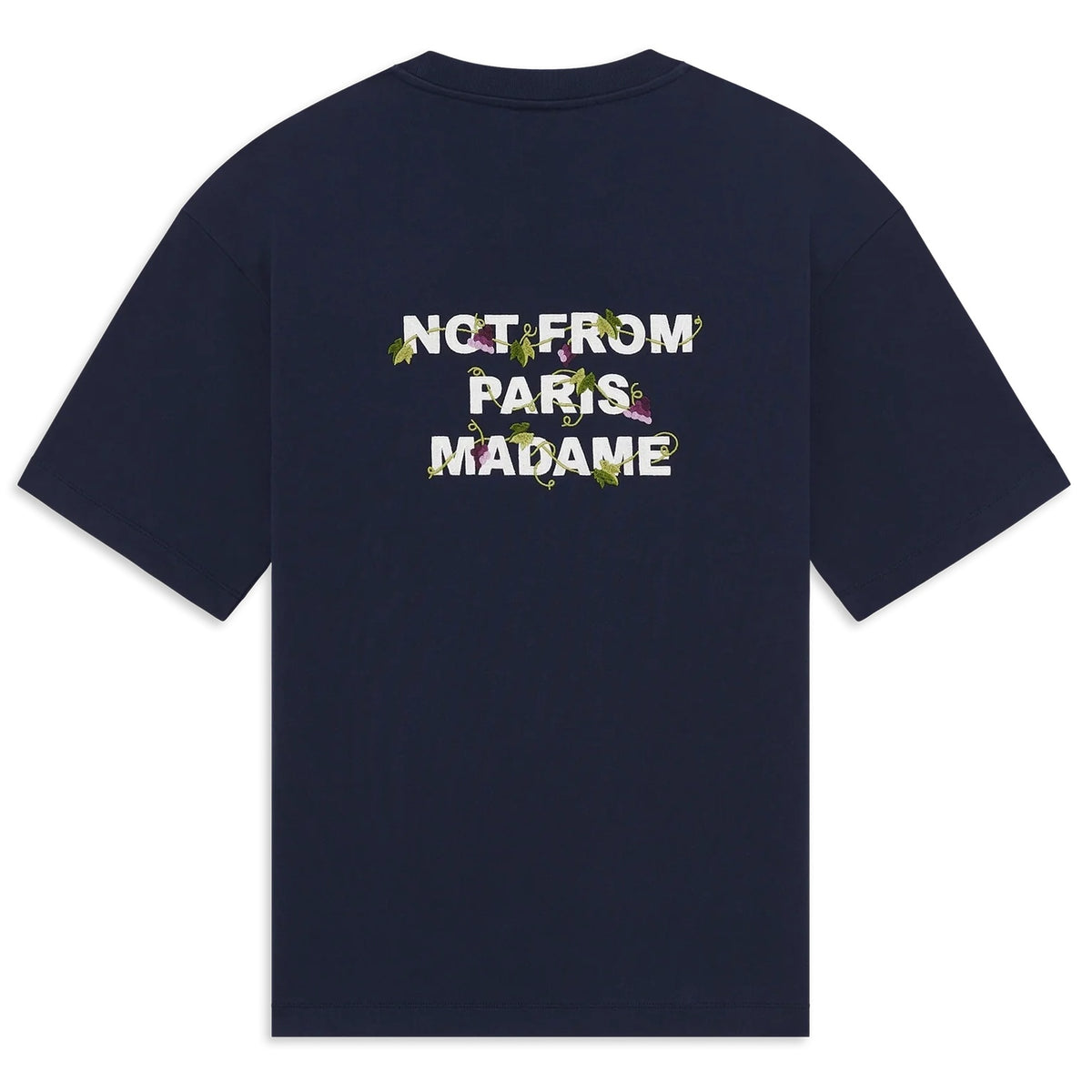 Drôle De Monsieur Vine Embroidered Slogan T-shirt Marine