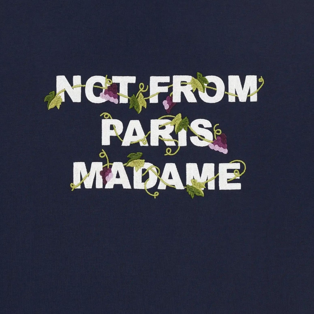 Drôle De Monsieur Vine Embroidered Slogan T-shirt Marine