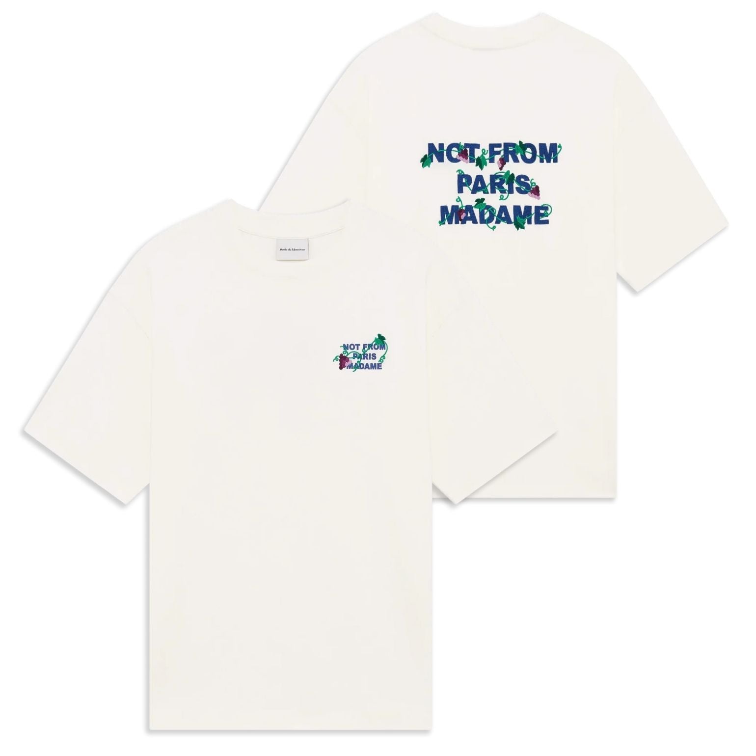 Drôle De Monsieur Vine Embroidered Slogan T-shirt Offwhite