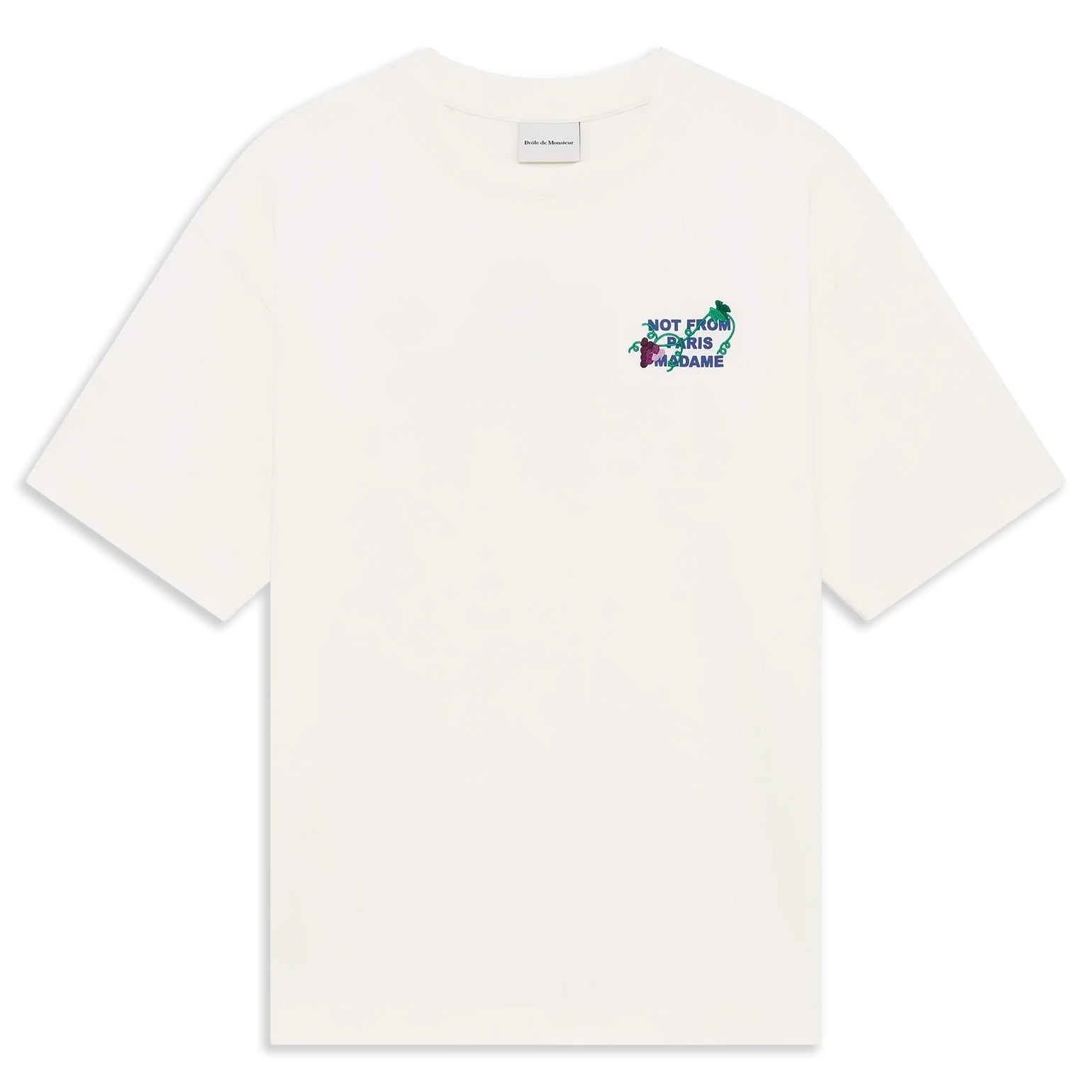 Drôle De Monsieur Vine Embroidered Slogan T-shirt Offwhite