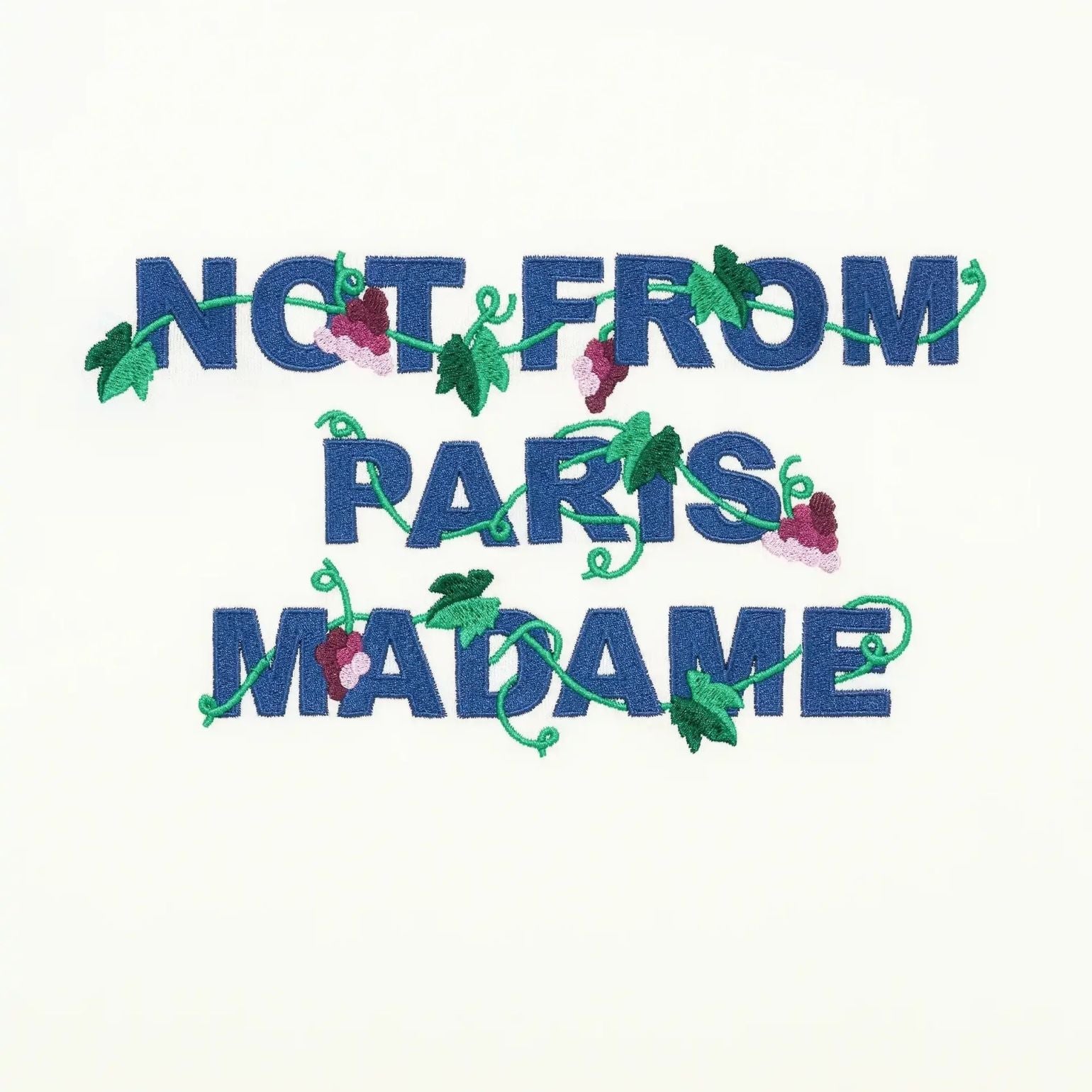 Drôle De Monsieur Vine Embroidered Slogan T-shirt Offwhite
