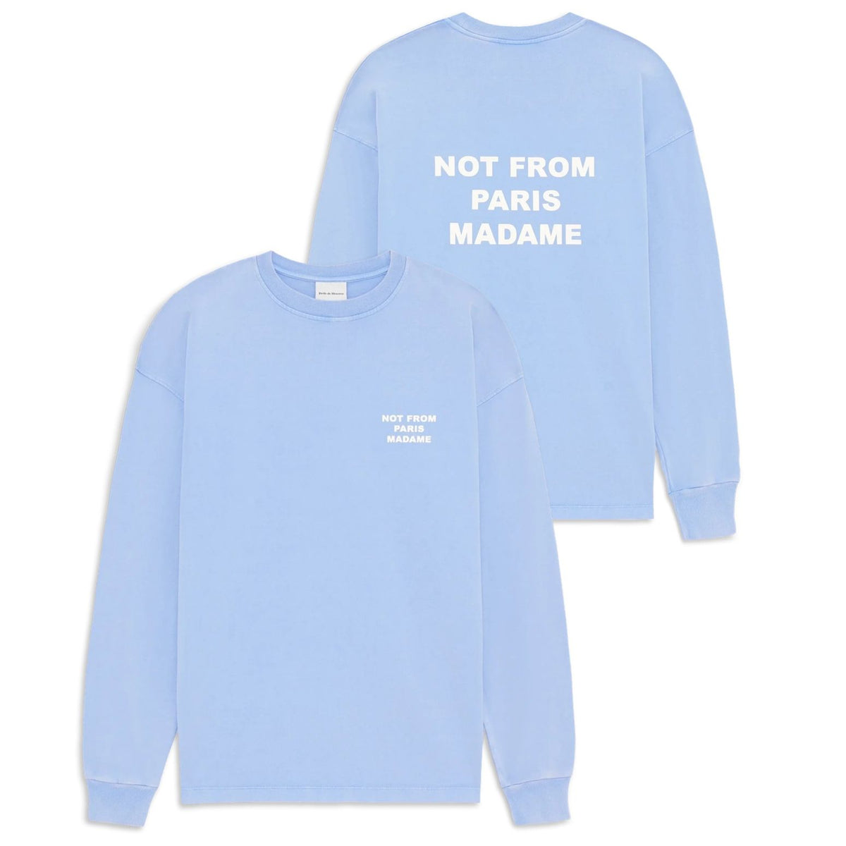 Drôle De Monsieur Washed Slogan Longsleeve T-shirt Hellblau