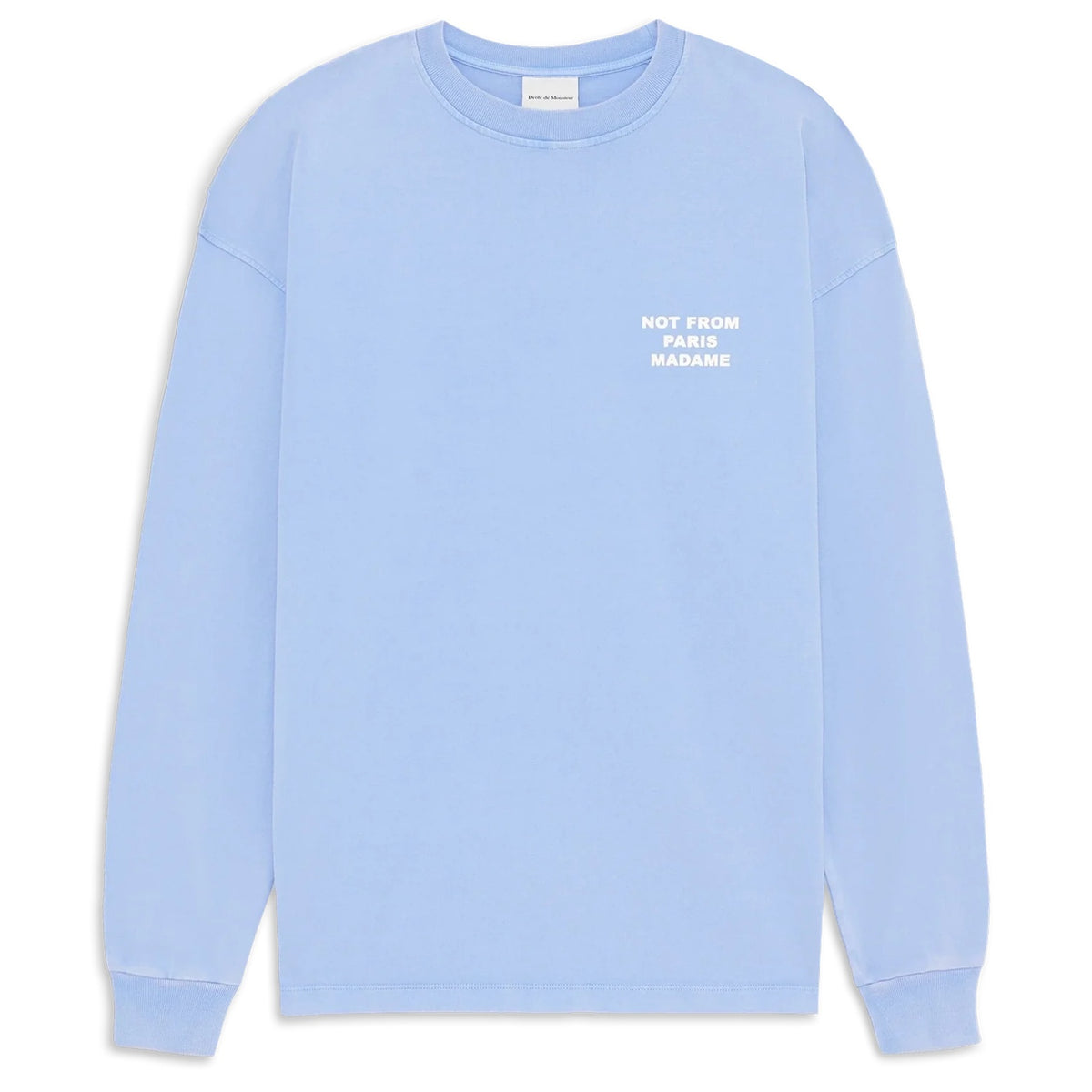 Drôle De Monsieur Washed Slogan Longsleeve T-shirt Hellblau