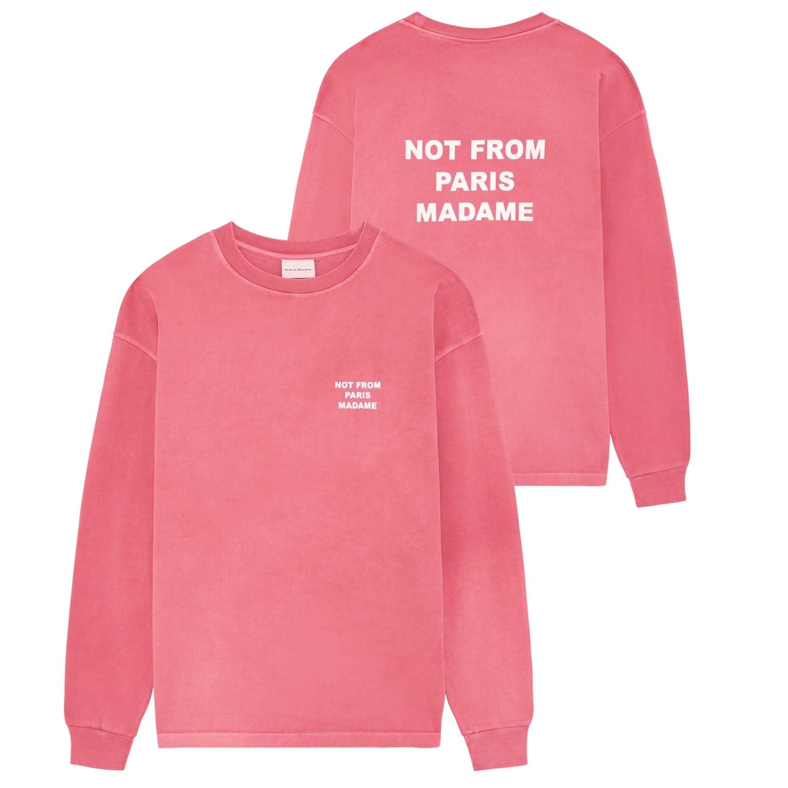 Drôle De Monsieur Washed Slogan Longsleeve T-shirt Rosa
