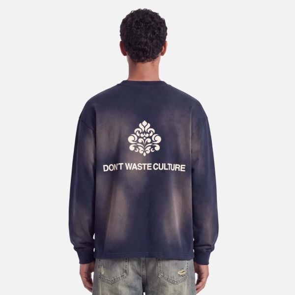 Don’t Waste Culture Fade Langarm-T-shirt Marine
