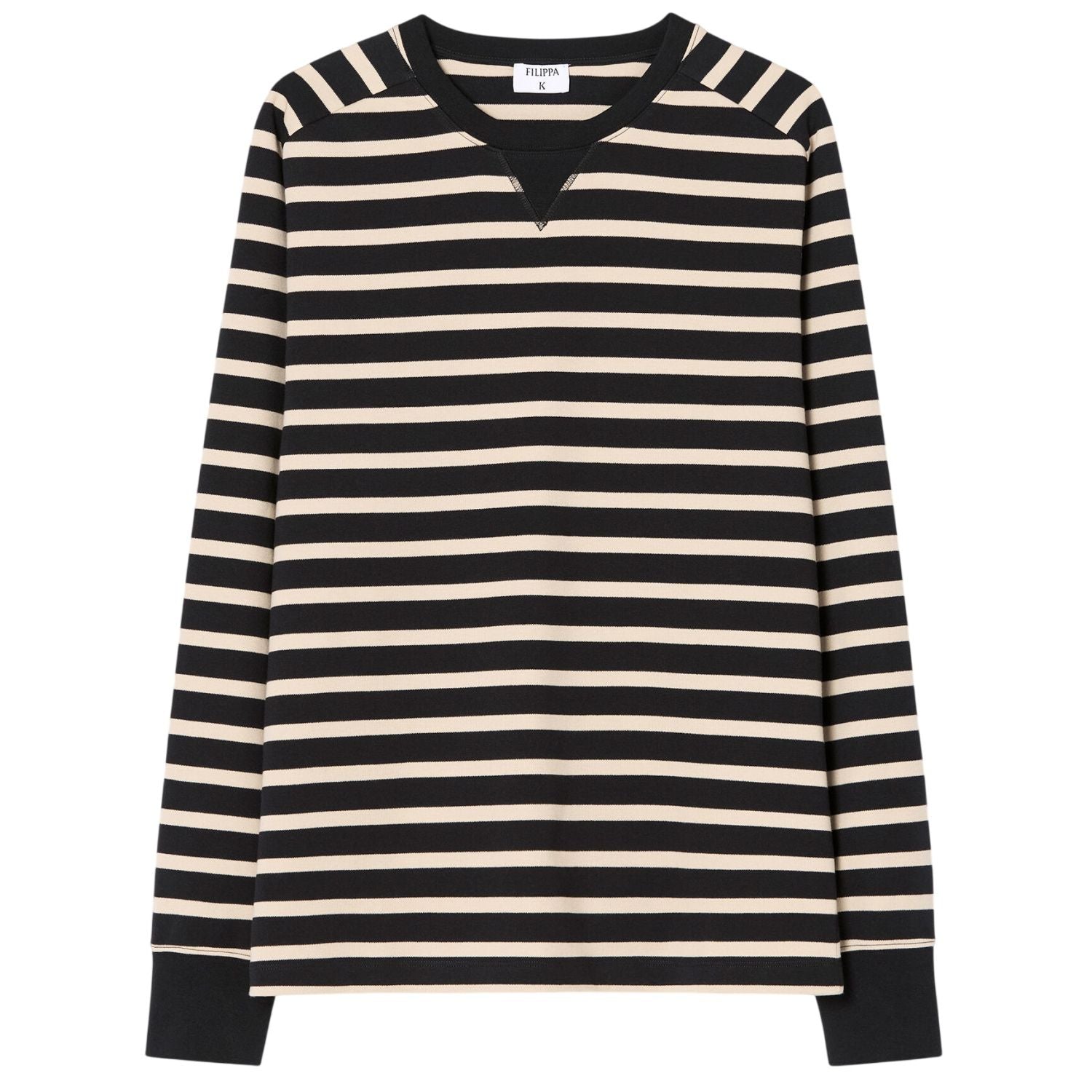 Filippa K Hammer Sleeve Pullover Beige/Schwarz