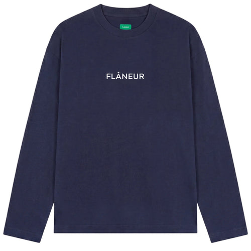Flâneur Box Logo Longsleeve T-shirt Donker Blauw