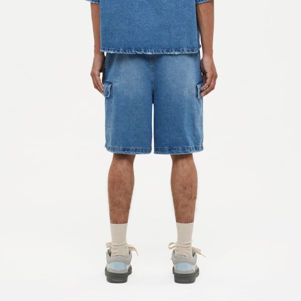 Flâneur Denim Cargo Korte Broek Blauw
