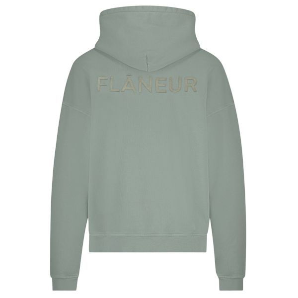 Flâneur Double Logo Washed Hoodie Licht Groen