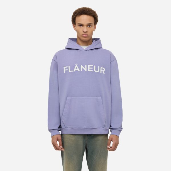 Flâneur Printed Logo Hoodie Paars