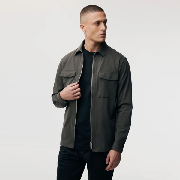 Genti Oaks Zip Overshirt Donker Groen