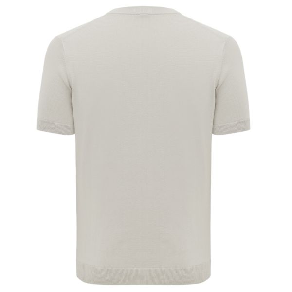Genti Round Knitted Structured T-shirt Beige