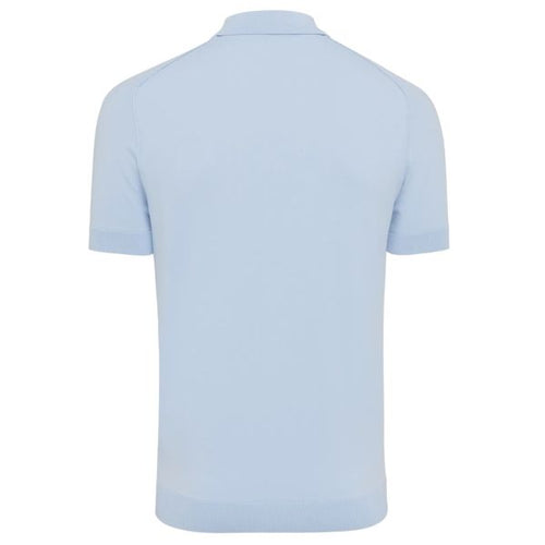 Genti Slim Button Polo Licht Blauw