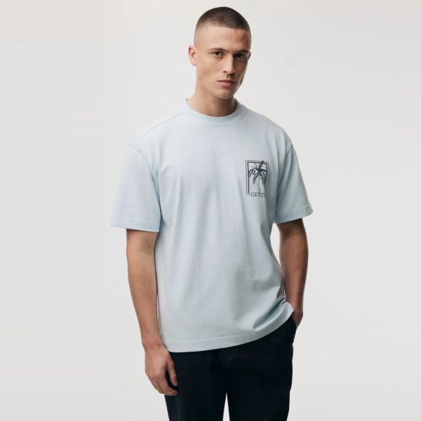 Genti Tropical T-shirt Licht Blauw
