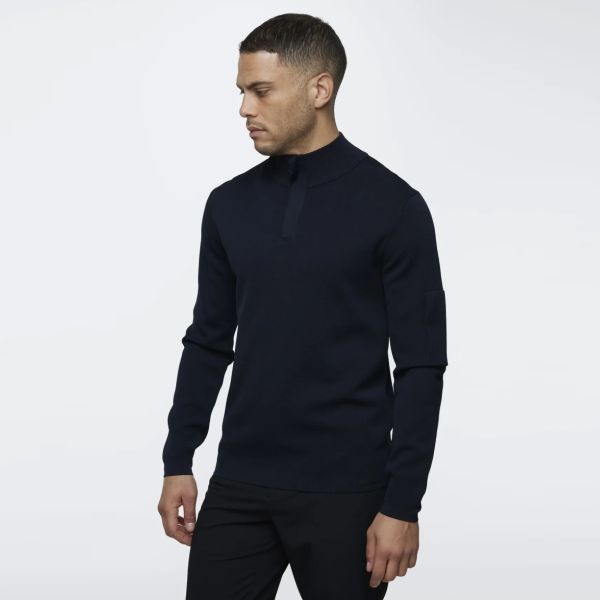 Genti Turtle Zip Sweater Navy