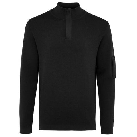 Genti Rollkragenpullover mit Reißverschluss Schwarz