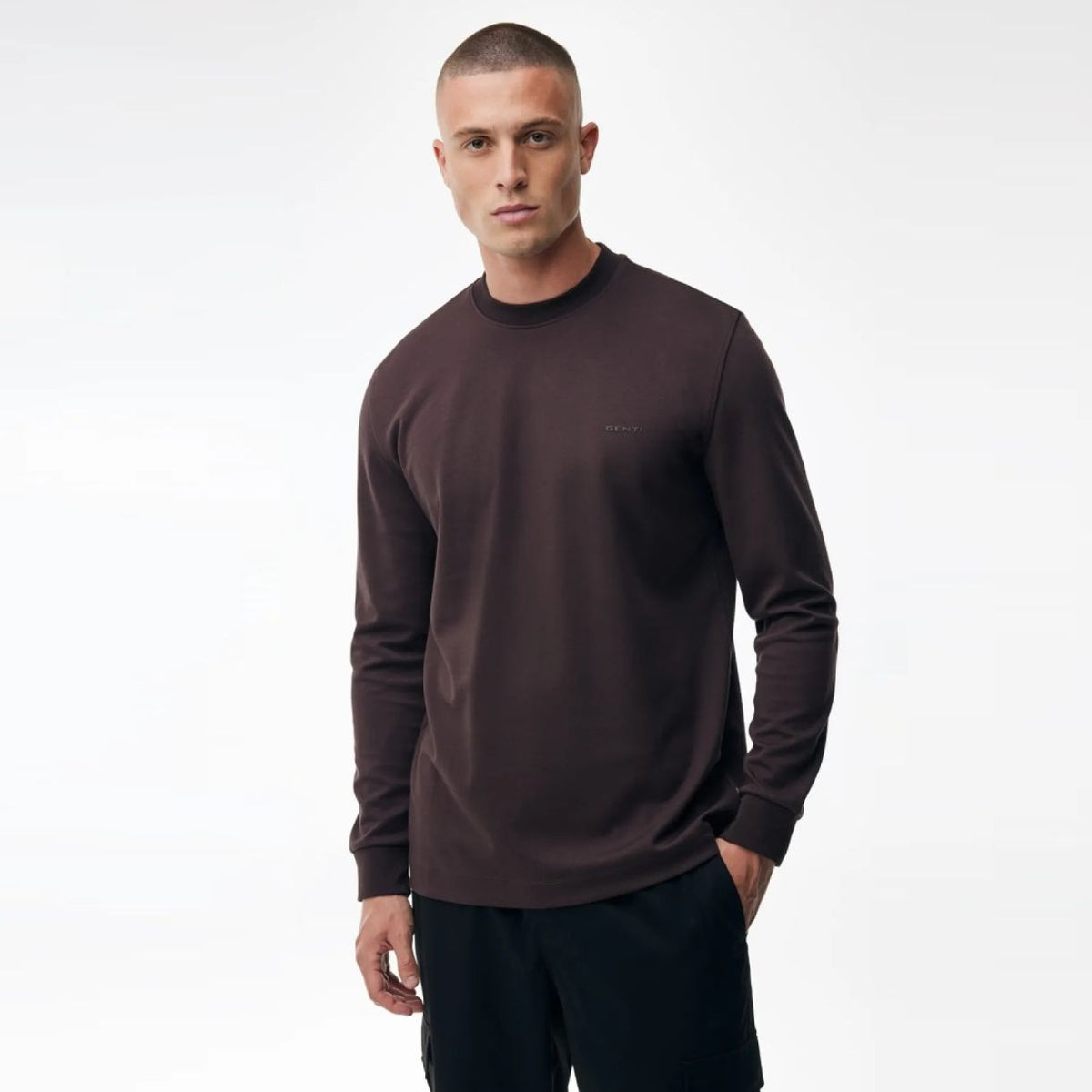 Genti Logo Langarm-T-shirt Bordeaux